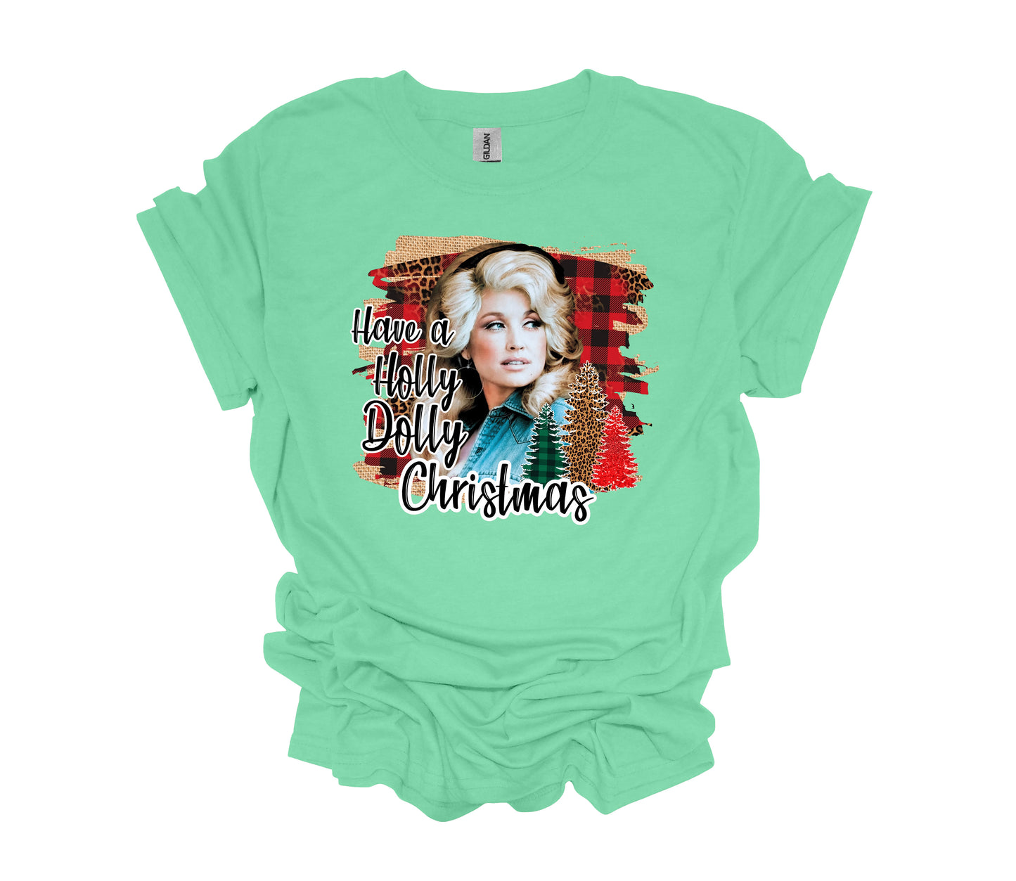 Christmas Design, Dolly Parton, Have A Holly Dolly Christmas, Plaid Background, Unisex Shirt