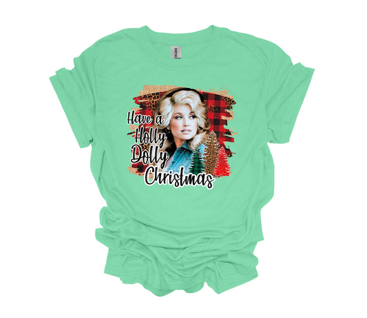 Christmas Design, Dolly Parton, Have A Holly Dolly Christmas, Plaid Background, Unisex Shirt