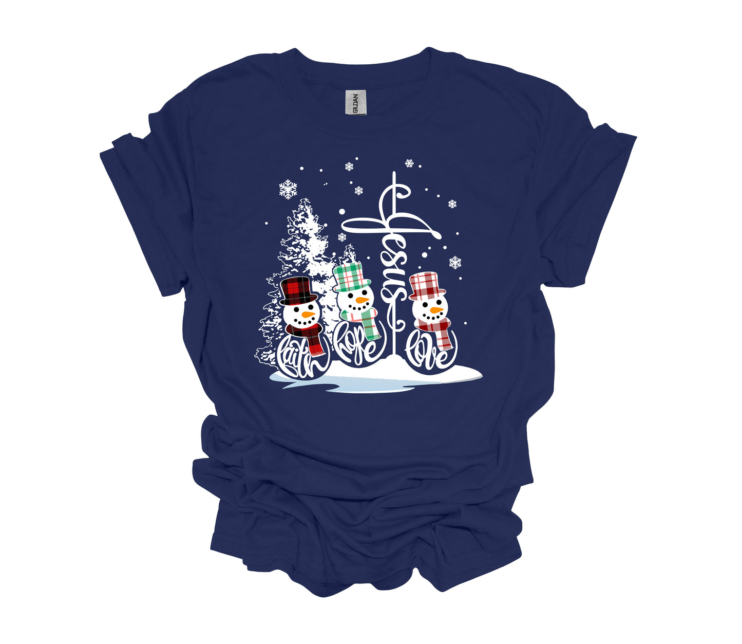 Christmas Design, Faith Hope Love, Jesus, Snowman, Religious Shirt, Christian Christmas, Unisex Shirt