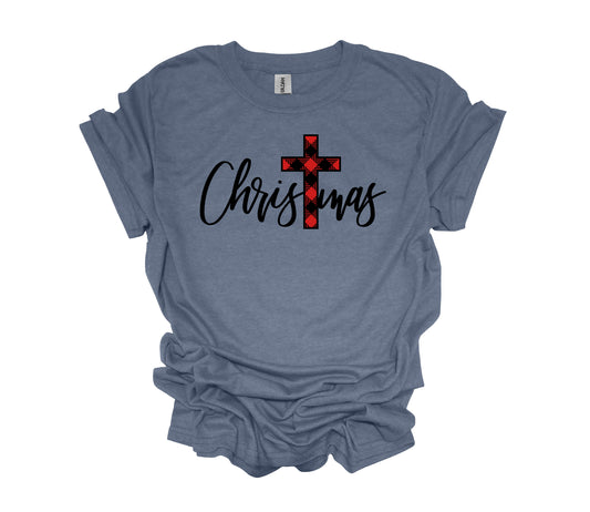 Christmas Design, Christmas, Plaid Cross, Religious Christmas Shirt, Unisex Shirt