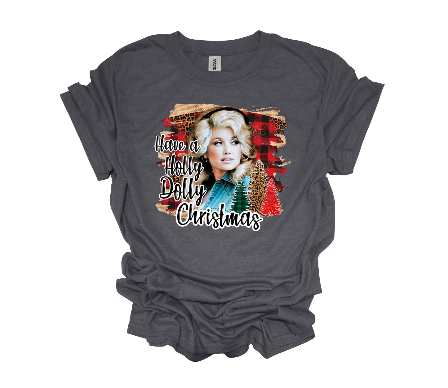 Christmas Design, Dolly Parton, Have A Holly Dolly Christmas, Plaid Background, Unisex Shirt