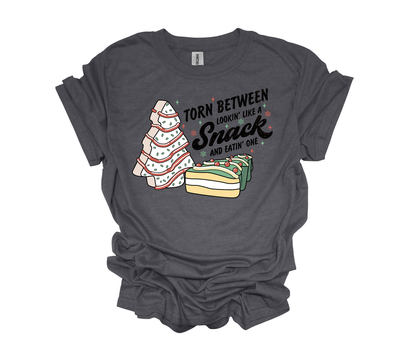 Christmas Design, Torn Between Lookin Like A Snack And Eating' One, Tree Cake, Unisex Shirt