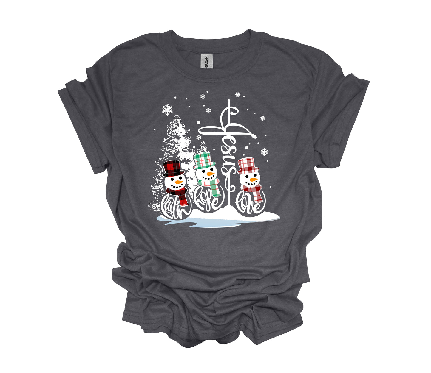 Christmas Design, Faith Hope Love, Jesus, Snowman, Religious Shirt, Christian Christmas, Unisex Shirt