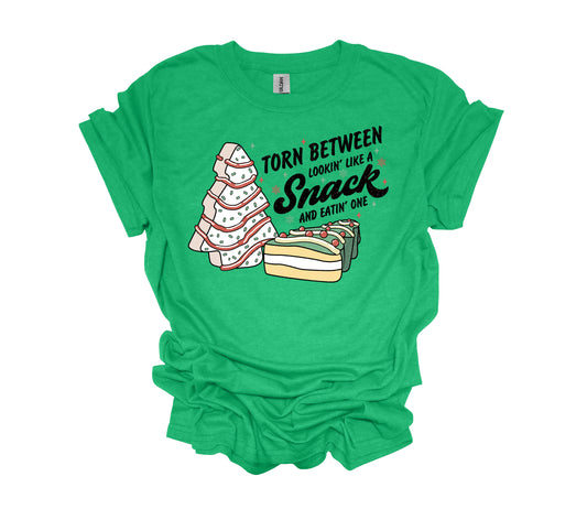 Christmas Design, Torn Between Lookin Like A Snack And Eating' One, Tree Cake, Unisex Shirt