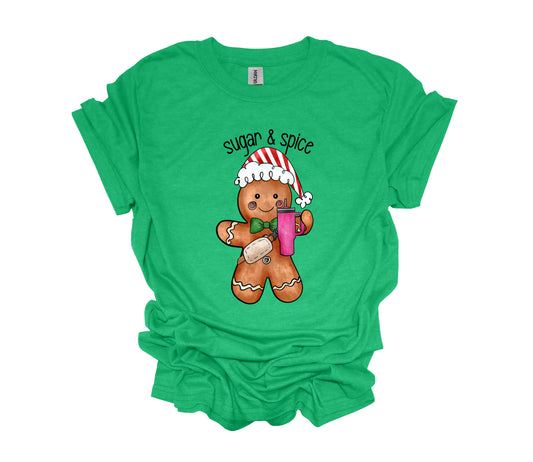 Christmas Design, Sugar And Spice, Gingerbread Man, Stanley Cup, Unisex Shirt