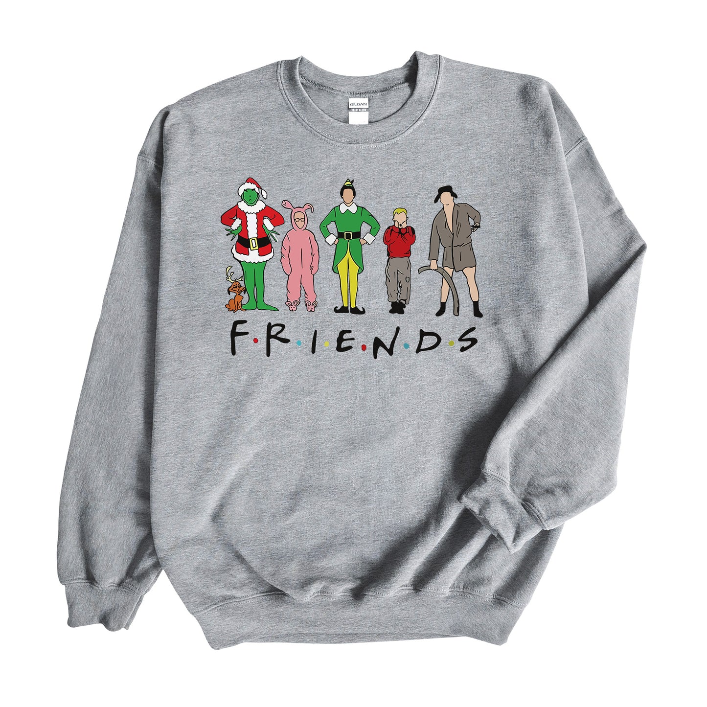 Christmas Design, Friends, Holiday Movie Shirt, Sweatshirt Or Tee Shirt, Sport Gray