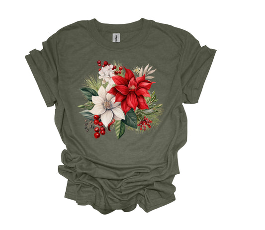 Christmas Design, Christmas Poinsettias, Christmas Flowers, Unisex Shirt