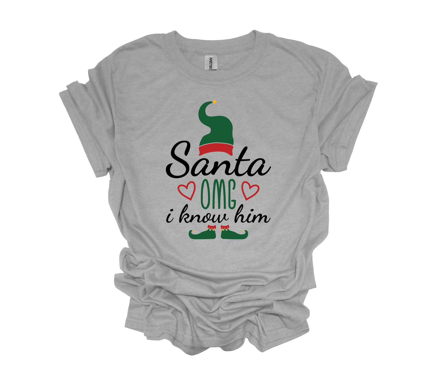 Christmas Design, Santa OMG I Know Him, Elf Hat, Elf Shirt, Unisex Shirt