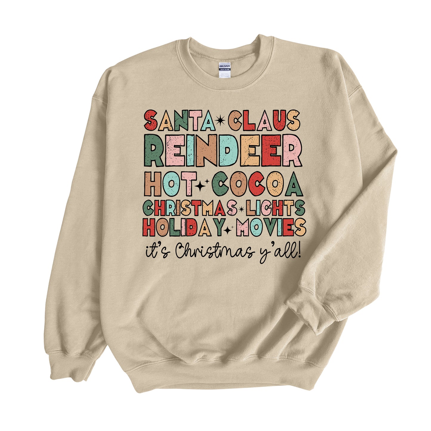 Christmas Design, Santa Claus Reindeer Hot Cocoa Christmas Lights, Unisex Sweatshirt